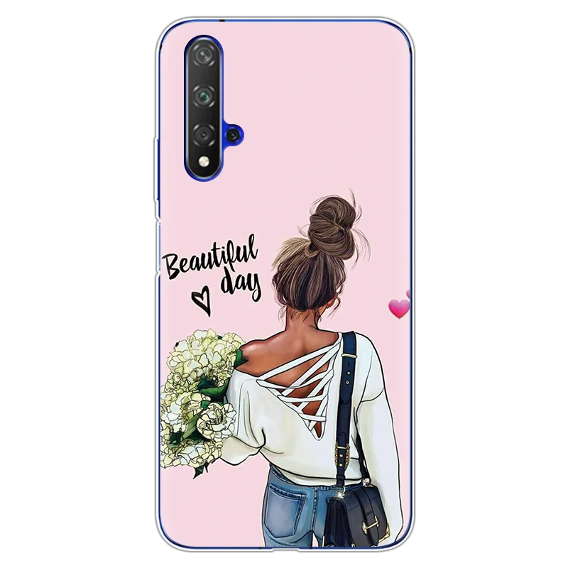 0cbaihua Модные черно-коричневые накладки для мамы и дочки, для huawei Honor 20, чехол s 6,2", мягкие чехлы из ТПУ для huawei Honor 20 Pro, чехол - Цвет: 0cbaihua