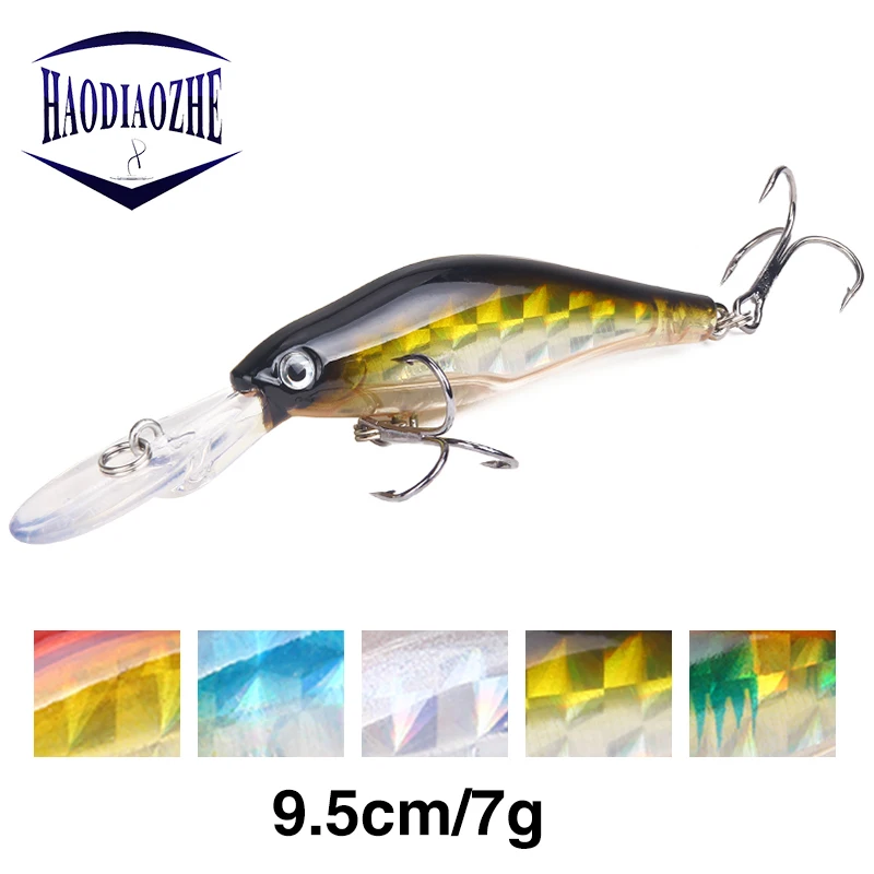 HAODIAOZHE Minnow приманка искусственные приманки Topwater плавающий воблер Лазерная кожа