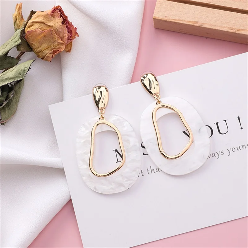 Серьги в виде раковины женские элегантные геометрические серьги из акрила и