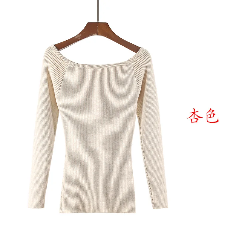 off shoulder Sweaters Women 2018 female pullovers 20 colors fashion ladies knitting tops autumn white pink yellow Sweater Mujer | Женская