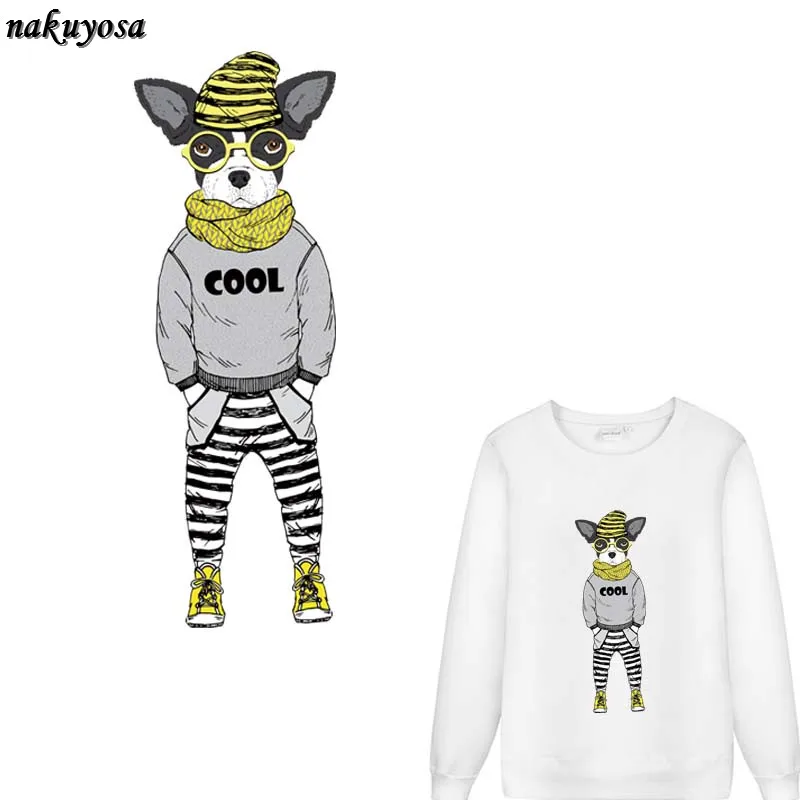 5 шт. патч личности молния собака крутой стиль теплопередачи аппликации моющиеся