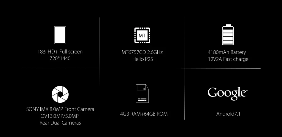 BLACKVIEW BV9000 18:9 IP68 водонепроницаемый смартфон 4G+ 64G 5," без ободка Android 7,1 MTK6757CD Восьмиядерный 4180mAh 4G Двойная камера