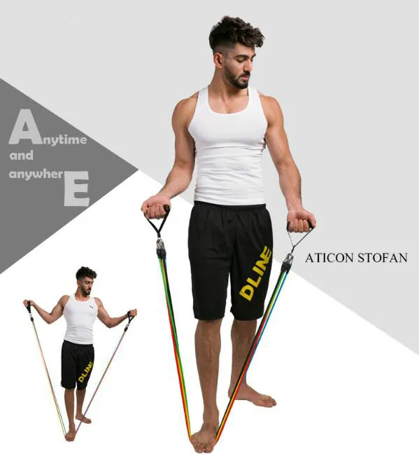 

DMARCO Portable Expander Puller Exercise Men Muscle Training Rope Fitness Resistance Cable Rope Tube Resistance Bands 11pcs/set
