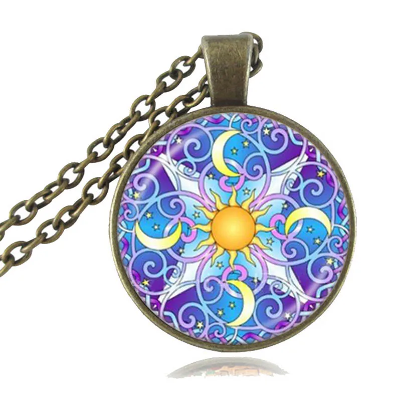 Небесное ожерелье в виде цветка мандалы луна кулон Ом Йога Чакра Ювелирные