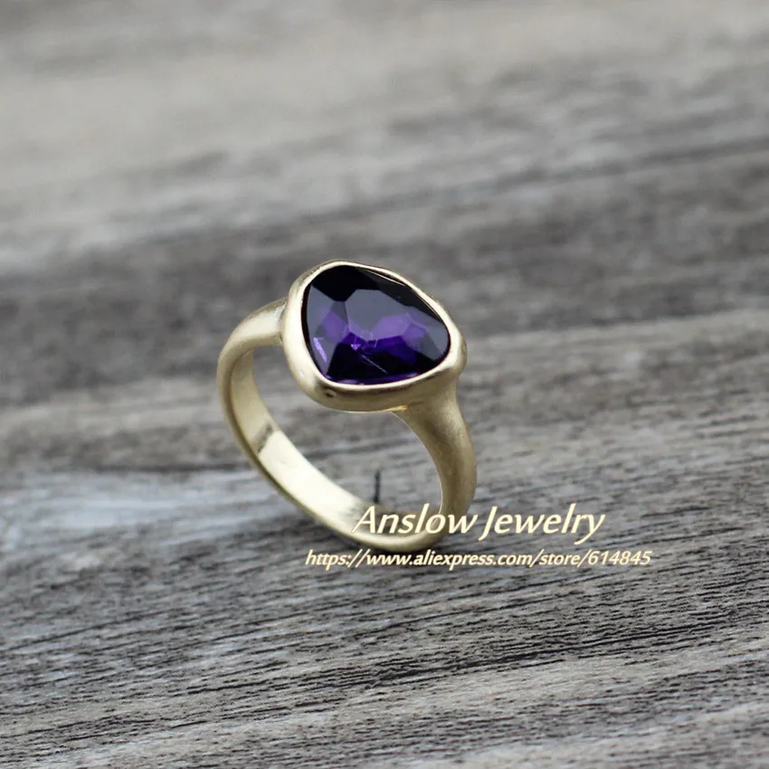 gold purple Anslow,, модные ювелирные украшения, бижутерия, подвески, сердце, кристалл, пара, любовь, обручальное кольцо для женщин, женский подарок на помолвку, LOW0007AR - Цвет основного камня: gold purple