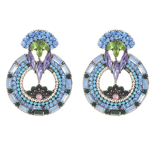 E80759 earrings Винтажные Кристальные серьги-гвоздики для женщин, трендовые Свадебные вечерние серьги в богемном стиле, стразы, рождественское ювелирное изделие - Окраска металла: E80759 earrings