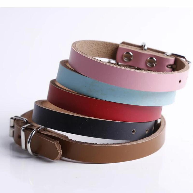 Solid Real Leather Pet Dog Collar With Buckle Adjustable Collars For Small medium Dogs Puppy Neck Accessories Products 20E | Дом и сад