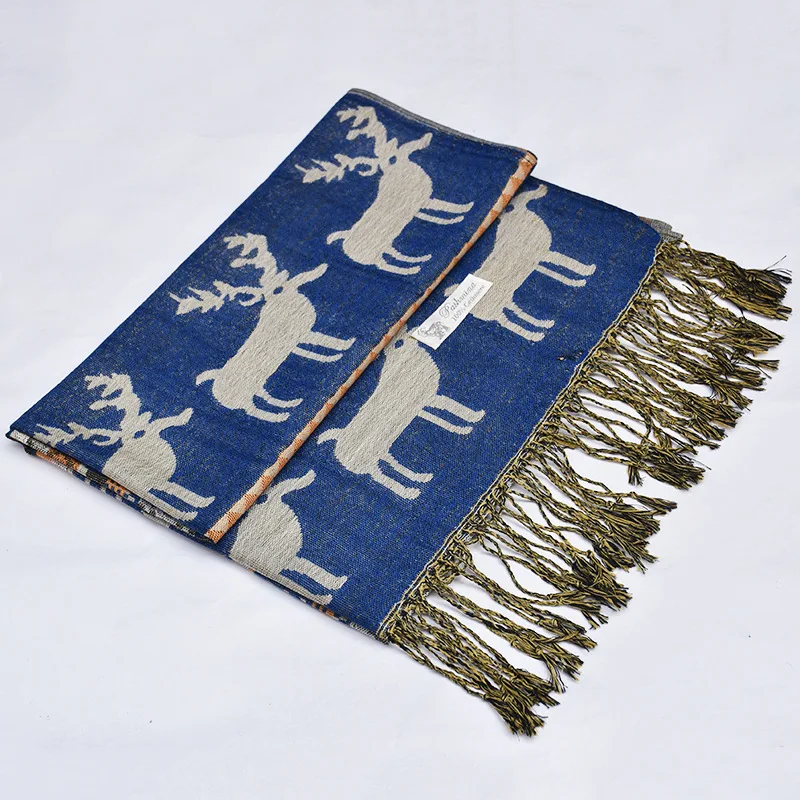 2016 Зима Новый Мода Снег Цветок Олень Печати Женщины Мужчины Причинно Шарф