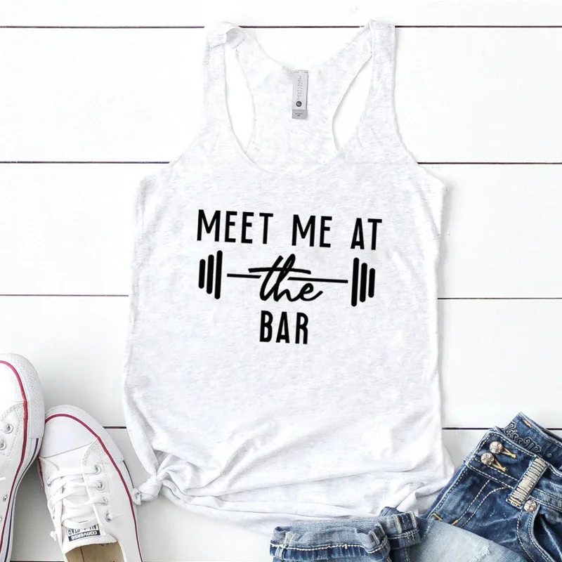 Майка Meet Me At The Bar Женская модная футболка для тренировок с забавным графическим