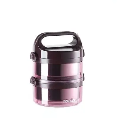 Purple 2layer ONEUP, нержавеющая сталь, многослойный, сохраняющий тепло, Ланч-бокс, термос для делового человека, Bento, коробки, контейнер для хранения еды, школьный офис - Цвет: Purple 2layer