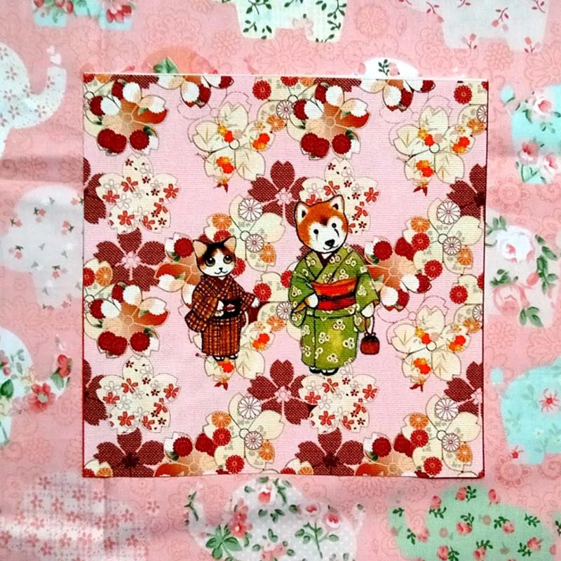 15*15 см 5 шт. Кот новогодний фестиваль красный патч ткань кусок хлопок холст