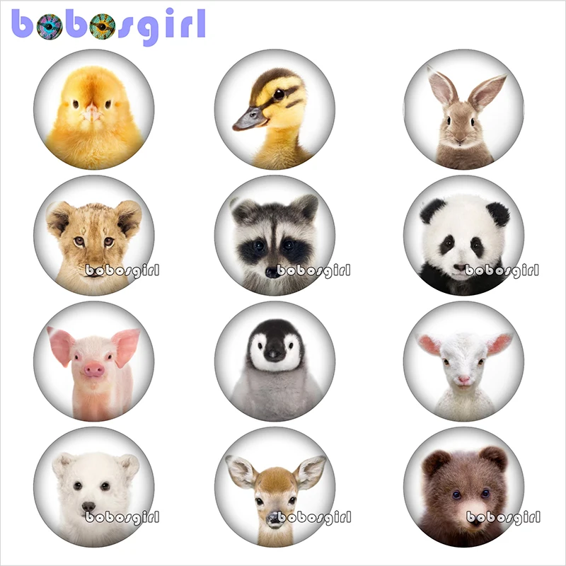 С животными риa Пингвин с мишкой и уточкой стекло кнопки ювелирных украшений