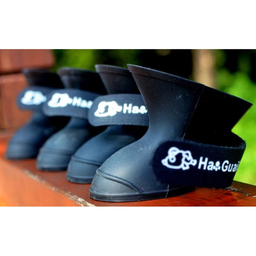 Черные защитные резиновые силиконовые сапоги для собак 4 шт./компл.