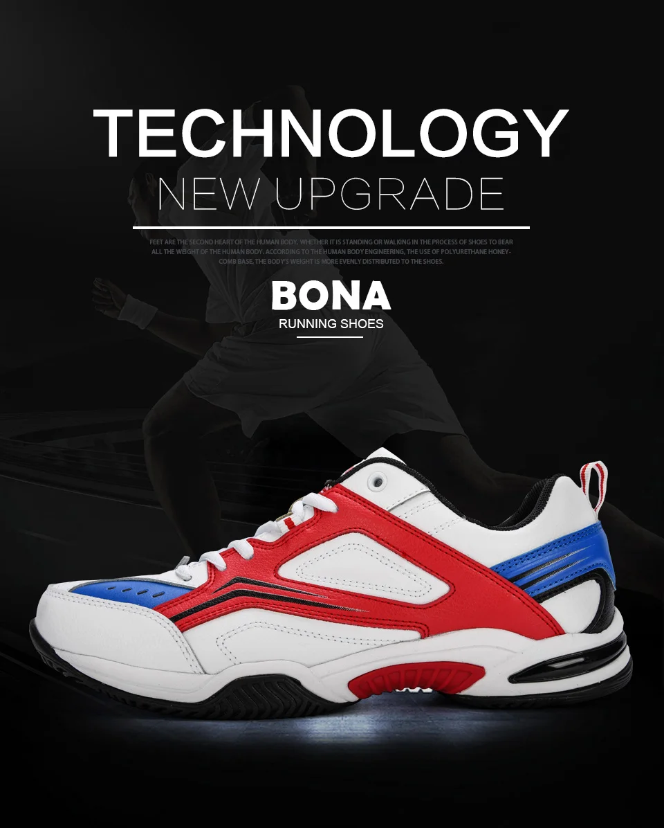 BONA Tenis Masculino; мужская Профессиональная теннисная обувь; дышащая Спортивная обувь; нескользящие кроссовки; удобные спортивные кроссовки для фитнеса