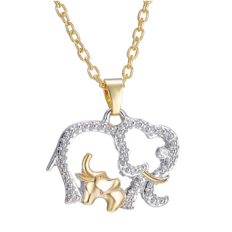 Elephant with Baby Pendant Necklaces Jewelry for Mother Hot Gold Silver Plated Crystal Animal Mothers Day Christmas Gifts | Украшения и