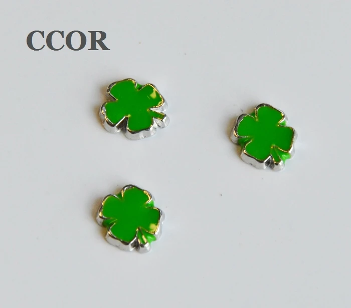 Бесплатная доставка 10 шт зеленый четырехлистный клевер Плавающие Подвески