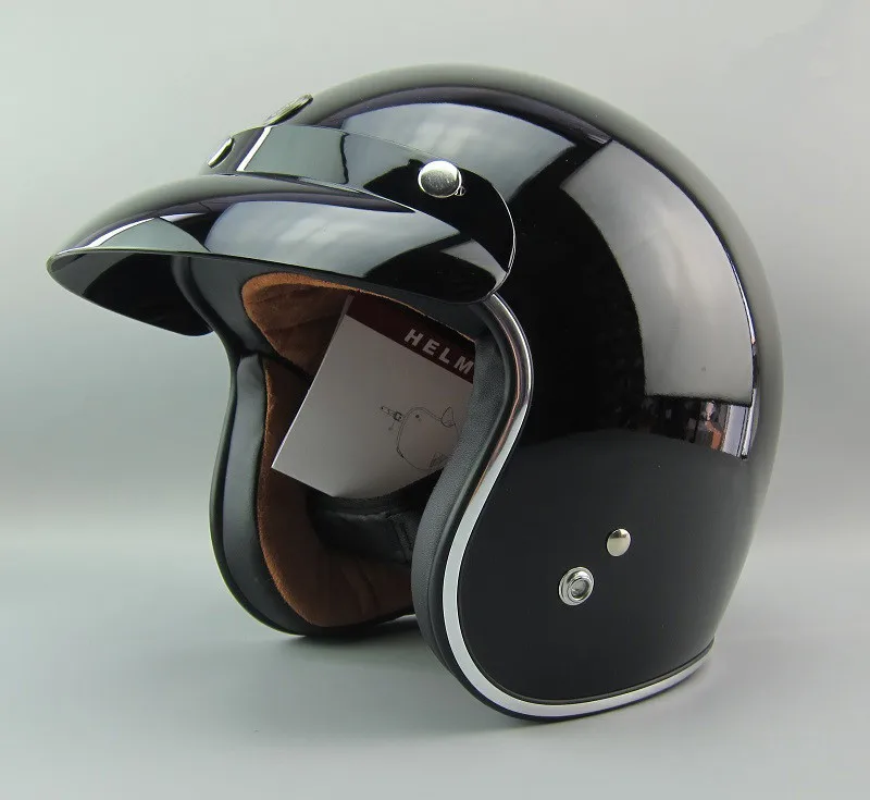 Новое поступление TORC T-50 moto rcycle шлем Ретро lucky 13 скутер шлем винтажный открытый шлем половина шлем moto 3/4 casco - Цвет: Black