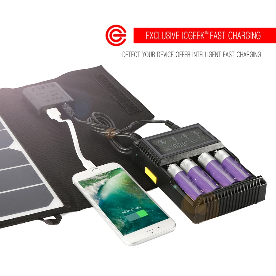 Складное водонепроницаемое зарядное устройство ELEGEEK на солнечной батарее 26 Вт 12