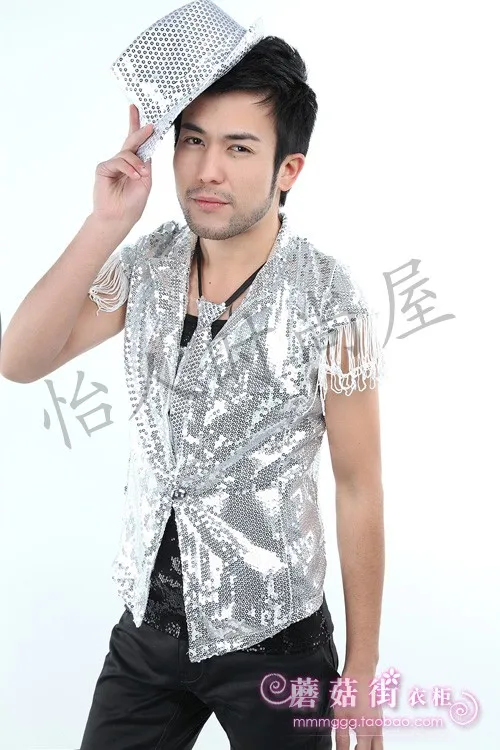 Мужской костюм DS певица винтажный жилет с кисточками и блестками | Тематическая