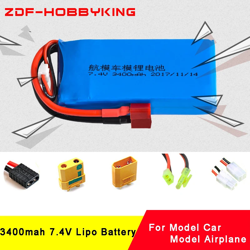 ZDF RC lipo батарея 2S 7 4 V 3400mAh 20C Max 40C для гонки вертолет автомобиль лодка Квадрокоптер