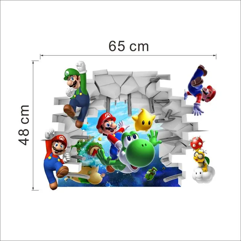 3d вид мультфильм искусство наклейки на стену супер Марио Bros Мальчик комната Дети