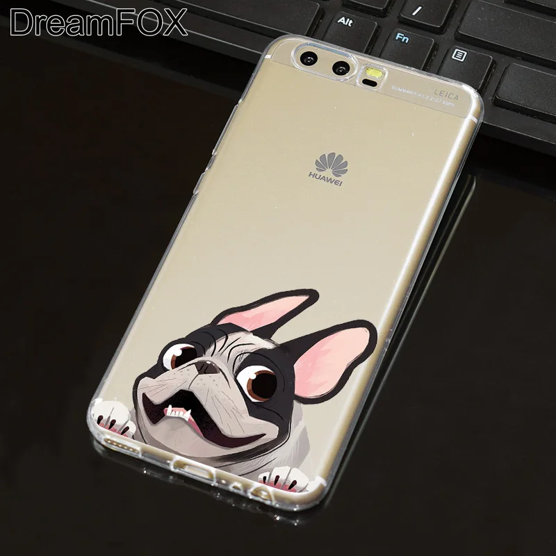 DREAMFOX L518 Cute Puppy Pug Soft TPU Silicone Case Cover For Huawei P8 P9 P10 Lite Plus 2017 Honor 8 Pro 9 6X |
