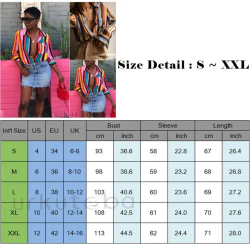 Women Shirts Summer Chiffon Loose Blouse Long Sleeve Striped Shirt Casual Button Down Fashion Streetwear | Женская одежда