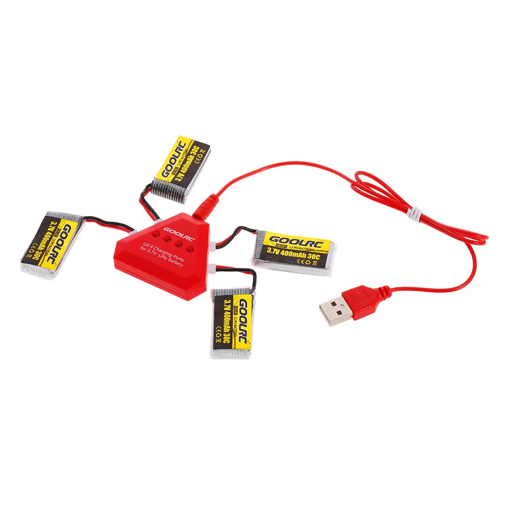 GoolRC 4 шт. 3 7 в 400 мАч 30C Li po батарея с 1 U4 Смарт зарядное устройство для T6 JJRC H31 RC Дрон