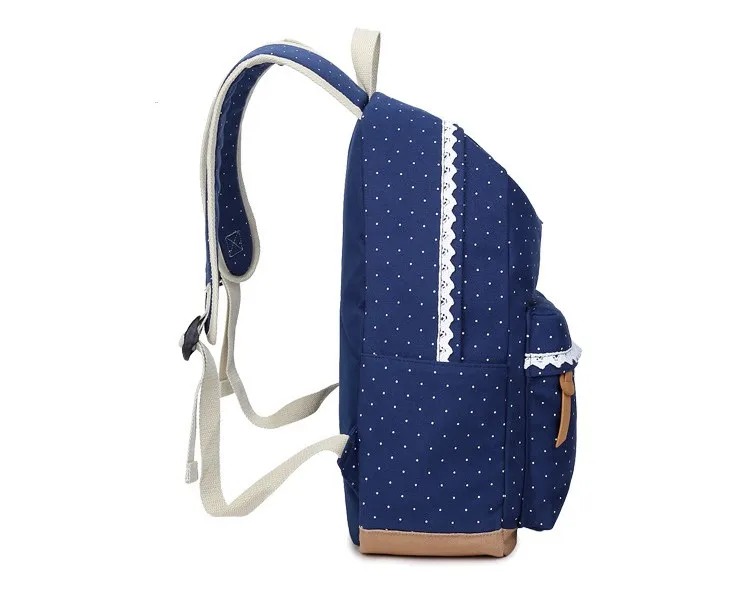 Fashion Women Backpack for School Teenagers Girls Vintage Stylish Ladies Bag Backpack Female Purple Dotted Printing School Bags