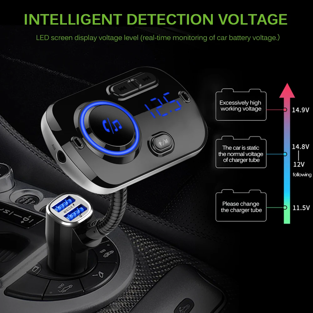 Автомобильный fm-передатчик беспроводной Bluetooth 5,0 Автомобильный MP3-плеер 5 в двойной зарядное устройство USB Hands-free автомобильный комплект TF USB музыка AUX аудио