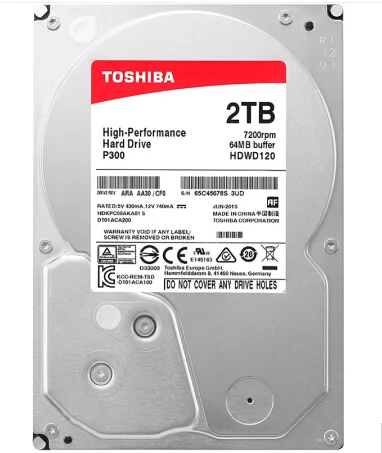 Toshiba HDD 2 ТБ Настольный 7200rpm Внутренний жесткий диск Sata Sata3 ПК для компьютера Drevo PC