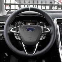 abs chrome for ford edge 2015 2016 2017 accessories car steering wheel button frame cover trim sticker car styling 3pcs
