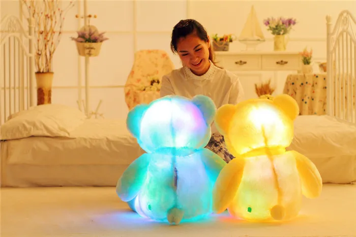 Kawaii Bear светодиодный светильник-подушка, плюшевая игрушка, милый плюшевый медведь, светильник-подушка, подарки для девочек, рождественские подарки 50 см