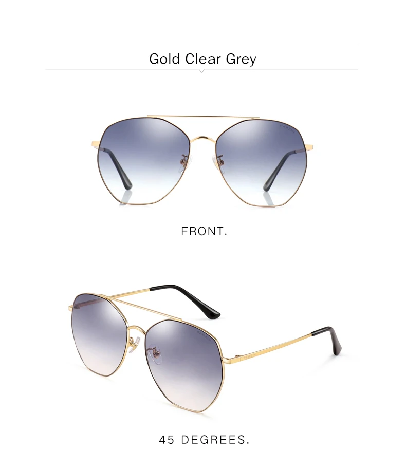 PARZIN Women's Sunglasses Brand Designer High Quality Metal Large Frame Sunglasses Fashion Light Color Trend Sunglasses New