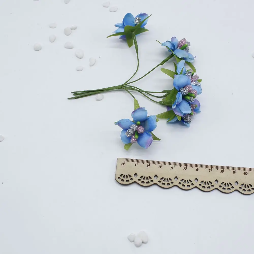 6 шт./лот Шелковый градиент Stamen ручной работы искусственный цветок букет