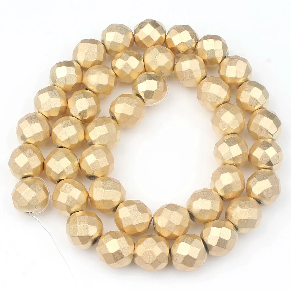 10mm Faceted Золотой, матовый полированный матовый гематитовый бисер Ромб/Капля воды/Будда Майтрея в форме головы разделитель бусины для самостоятельного изготовления ювелирных изделий браслет - Цвет: 10mm Faceted