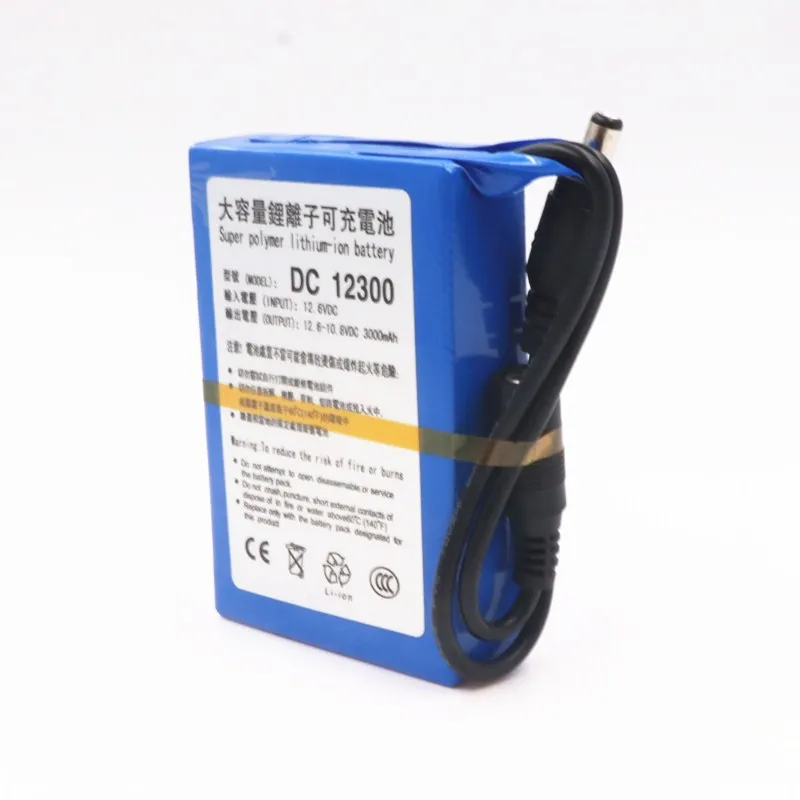 Высококачественный DC 12V 3000mAh литий-ионный Супер перезаряжаемый аккумулятор с вилкой для камеры видеонаблюдения батареи