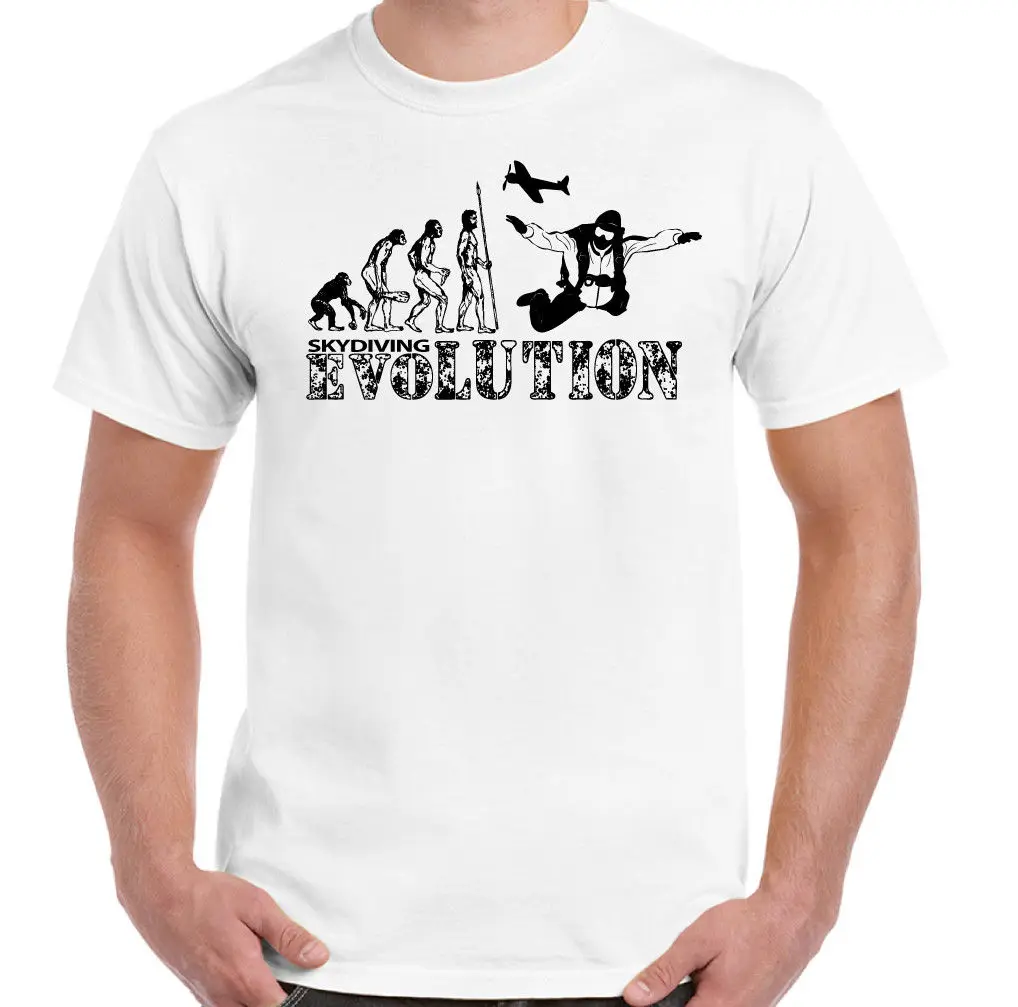 Skydiving Evolution Мужская забавная свободная Осенняя футболка с парашютным парашютом