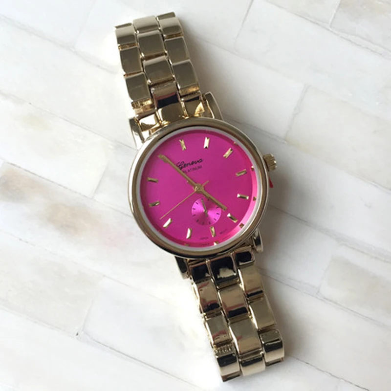 Брендовые Женевские часы Для женщин наручные полностью из нержавеющей стали