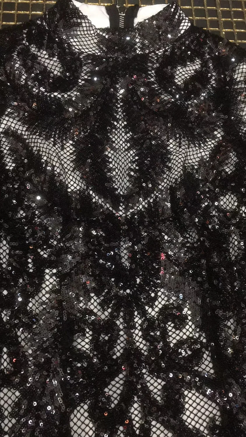 Женские платья новая мода сексуальное Сетчатое платье с длинным рукавом и