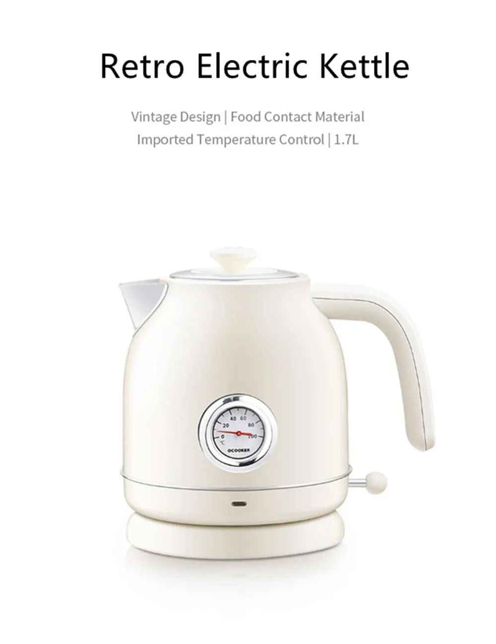 OCOOKER CS-SH01 1.7L ретро Электрический чайник из нержавеющей стали чайник с часами термометр дисплей от 01 1800 Вт