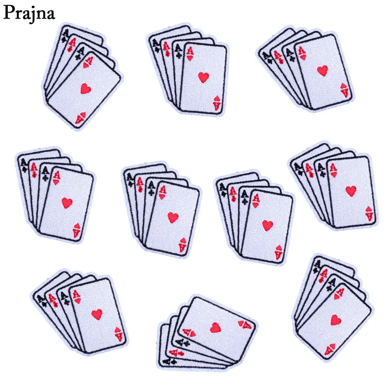 Оптовая продажа 10 шт. мотоциклетных нашивок Prajna в виде покера нашивка красного