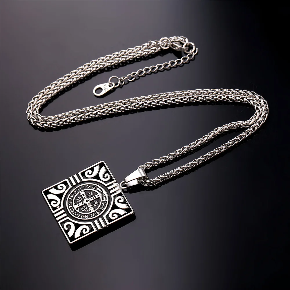 Квадратный ожерелья с тотемом и кулоны из нержавеющей стали для Для мужчин