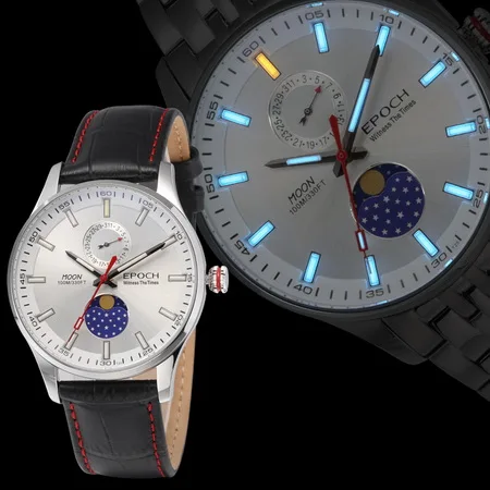 quartz watch p6 Epoch Мужские кварцевые часы мужские часы лучший бренд класса люкс T100 Тритий Светящиеся saat moon phase relogio masculino reloj hombre 6021GS - Цвет: quartz watch p6