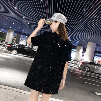 black Cakucool блёстки Золотое Платье Лето г. для женщин пикантные короткие T Короткое платье вечернее, элегантное, для вечеринок клуб платья для серебряное - Цвет: black