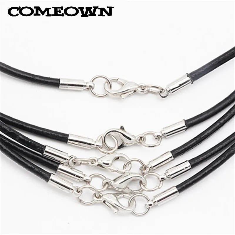 COMEOWN 10 шт. черный 2 мм 12 &quot 30&quot Натуральная кожа ожерелье шнур/веревка с застежкой