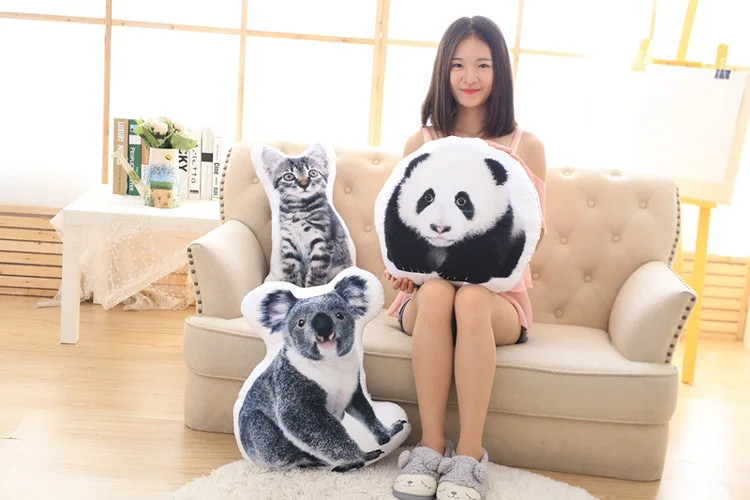 Barato Peluche De Juguete Almohada 3D De Colores Animales De Dibujos Animados Koala, Gato, Perro, Peluche De Juguete Cierre De Cremallera Cojín Suave Regalo De Cumpleaños B1388