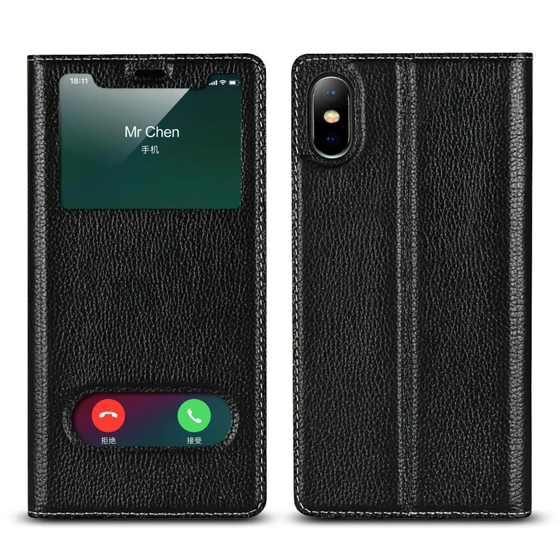 Sailortech Чехол-книжка для iPhone XS Max чехол из натуральной кожи с окошком 5 S 6 6s 7 8 X Plus |