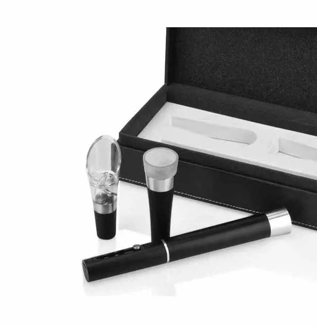 BigBing Fashion Leather box of red wine gift set three sets pressure opener bottle stopper cs080 |