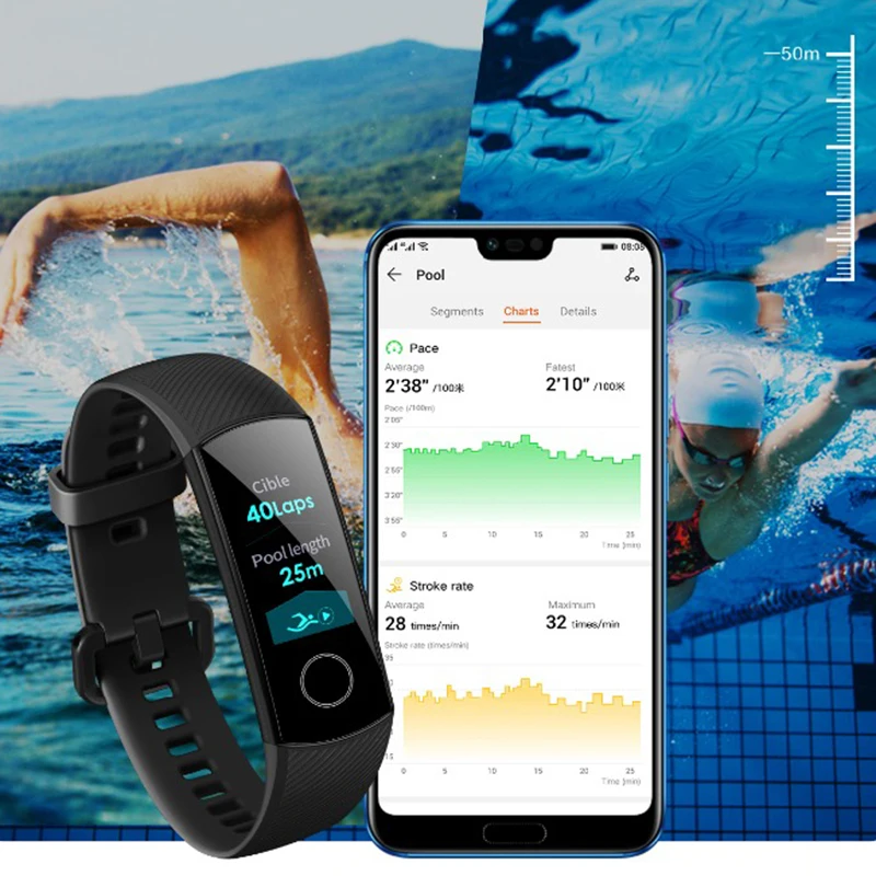 Смарт браслет Honor Band 4 цветной AMOLED фитнес 0 95in с сенсорным экраном отслеживание